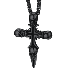 Vintage Totenkopf Kreuz Halskette Herren Edelstahl