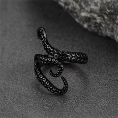 Anel Biker Punk com Três Tentáculos de Polvo para Homens
