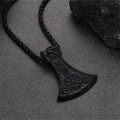 Colar com pingente Viking Battle Axe e bússola masculino