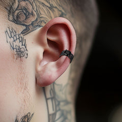 Brincos Ear Cuffs de Prata Esterlina com Pedras Celtas de Nascimento em 925