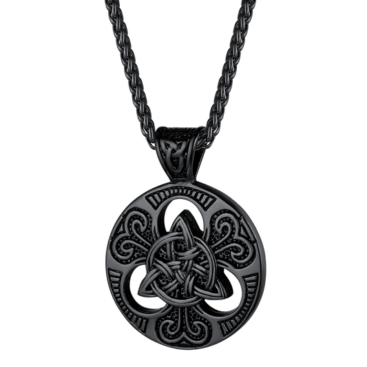 Colar vintage com nó celta da trindade e pingente de amuleto masculino