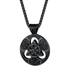 Colar vintage com nó celta da trindade e pingente de amuleto masculino