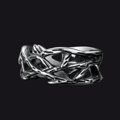 Anel masculino com coroa de espinhos e Jesus cristão