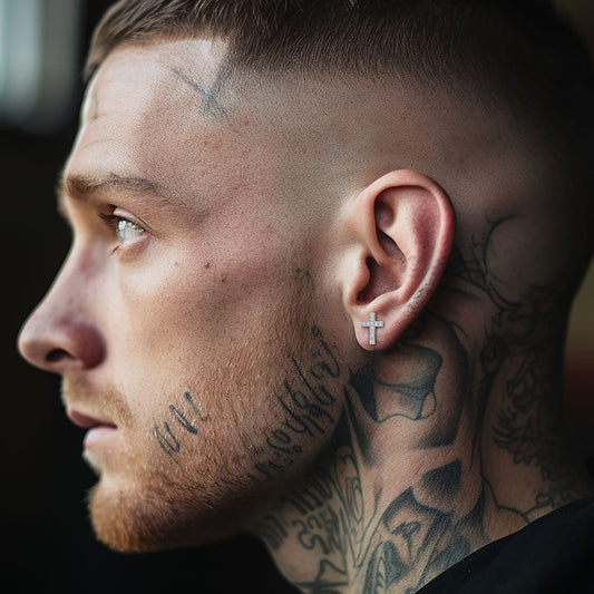 Brincos de prata esterlina com cruz de zircônia cúbica (CZ) para homens e mulheres