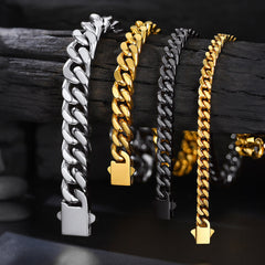 Conjunto de pulseiras de corrente cubana Miami 9 mm