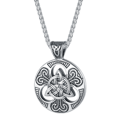 Colar vintage com nó celta da trindade e pingente de amuleto masculino