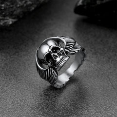 Biker Wings Skull Stainless Steel Ring Men