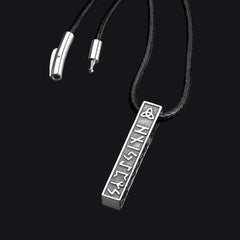 Colar com pingente de barra de runas viking gravadas, joia masculina