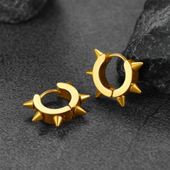 Punk Spike Rivet Huggie Hoop Earrings For Men Women
