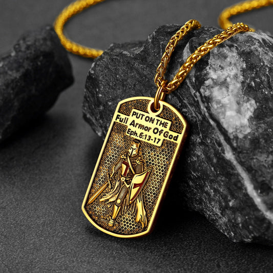 Colar com placa de identificação dos Cavaleiros Templários Católicos para homens e mulheres