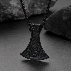 Colar com pingente Viking Battle Axe e bússola masculino