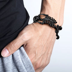 Pulseira de esqueleto de caveira em aço inoxidável casaivy