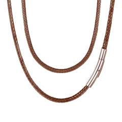 Colar de corda de cera com corrente de couro trançado 2 mm/3 mm