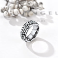 Anel de zircônia cúbica Casaivy com faixa giratória para homens