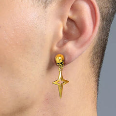 Skull Dangle Stud Earrings with Cross Star For Men