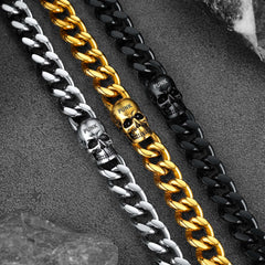 Gothic Heavy Cuban Chain Skull in Stainless Steel Bracelet