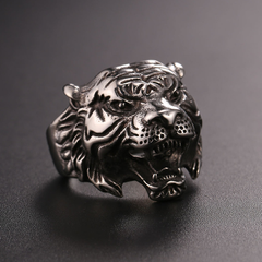 Punk Tiger Head Ring Men