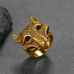 Anel Viking Celtic Wolf de Aço Inoxidável Masculino
