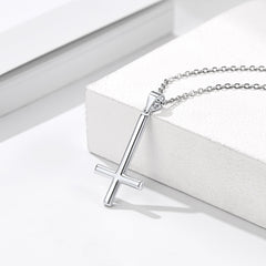 925 Sterling Silver Upside Down Inverted Cross Necklace Women Men