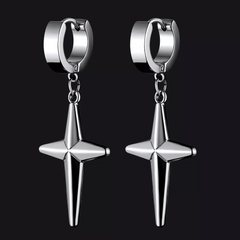 Star Cross Dangle Hoop Earrings For Men