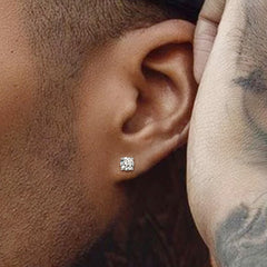 Brincos de prata esterlina com zircônia cúbica e diamante para homens e mulheres