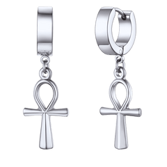 Brincos de argola pendentes em forma de cruz Ankh para homens e mulheres