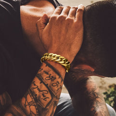 Pulseira de corrente cubana com 8/12/17 mm de largura