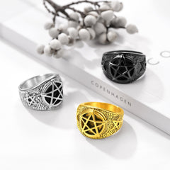 Vintage Pentagram Ring Stainless Steel Ring Men