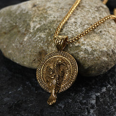 Viking Odins Raven Pendant Necklace Men