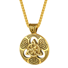 Colar vintage com nó celta da trindade e pingente de amuleto masculino