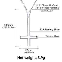 925 Sterling Silver Upside Down Inverted Cross Necklace Women Men