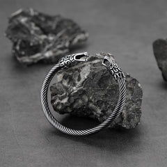 Pulseira de punho com cabeças de lobo nórdicas vikings