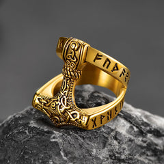 Wikinger Mjolnir Thors Hammer Ring Rune Männer
