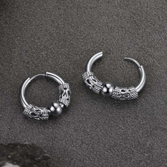 Punk Dragon Totem Huggie Hoop Earrings For Men