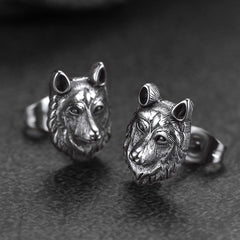 Norse Viking Wolf Stud Earrings For Men