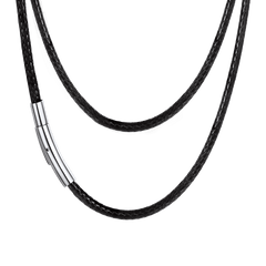 Colar de corda de cera com corrente de couro trançado 2 mm/3 mm