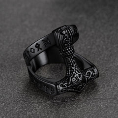 Wikinger Mjolnir Thors Hammer Ring Rune Männer