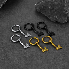 Brincos de argola pendentes Viking Rune Battle Axe Viking para homens