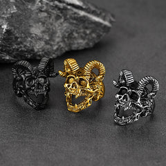Anel Satânico Baphomet Caveira de Cabra Masculino