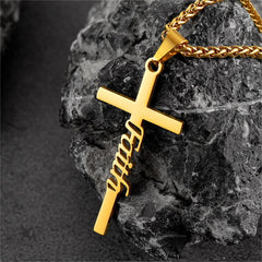 Colar com pingente de cruz de fé cristã para homens e mulheres