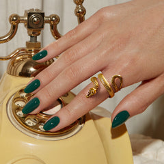 Punk Coiled Snake Stainless Steel Ring Men Women