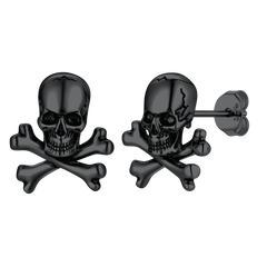 Brincos de pino com caveira punk e ossos cruzados para homens