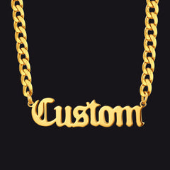 Colar de corrente gargantilha com placa de identificação personalizada para mulheres de 18 polegadas