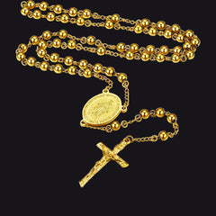 Rosário católico da Virgem Maria com contas de cruz, colar com corrente para homens e mulheres
