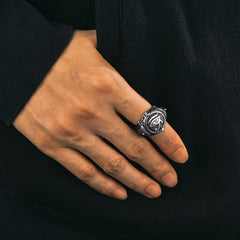 Anel de sinete com olho de Ra do Egito Antigo, joias masculinas