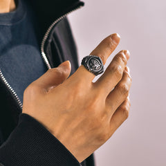 Anel de sinete com olho de Ra do Egito Antigo, joias masculinas