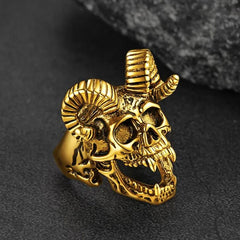 Anel Satânico Baphomet Caveira de Cabra Masculino