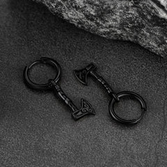 Brincos de argola pendentes Viking Rune Battle Axe Viking para homens