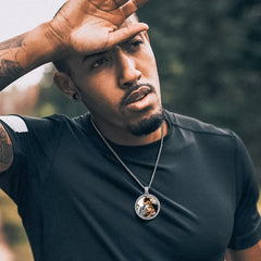 Personalisierte Große Bild Kreis Halskette Memorial Foto Anhänger Männer