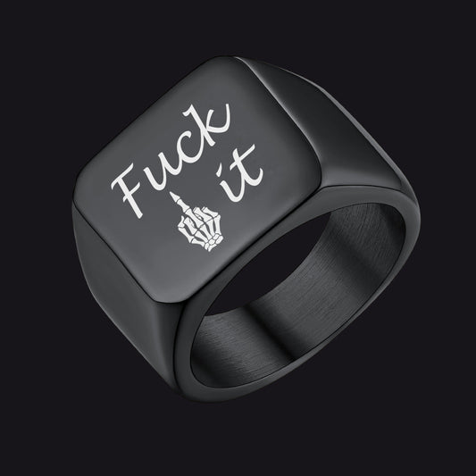 Stainless Steel Biker Signet Ring Men